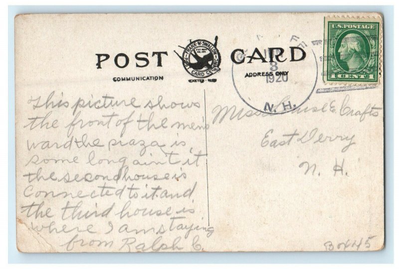 1920 Men's Ward New Hampshire State Sanatorium Glen Cliff, NH Postcard 