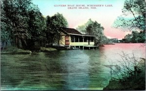 Vtg Grand Island Nebraska NE Glovers Boat House Schimmer's Lake 1910s Postcard