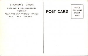 Rutland, VT Vermont  LINDHOLM'S DINER & Texaco Gas Station  ROADSIDE  Postcard