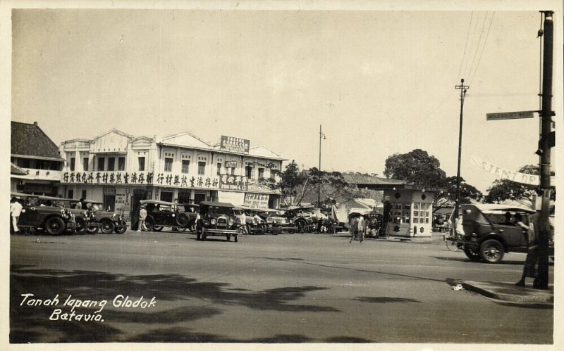 indonesia, JAVA BATAVIA, Tanah Lapang Glodok, Shell Gas Station (1932) RPPC