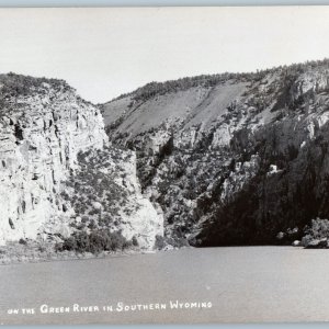 c1960s So WY Green River RPPC Flaming Gorge Dam Reservoir Real Photo Canyon A194