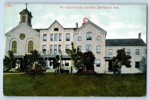 Jefferson Wisconsin Postcard St Colletta Convent Building Front View 1910 Posted