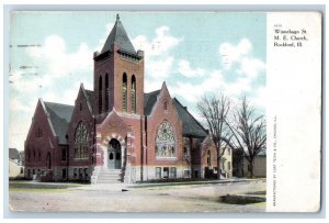 Rockton Illinois IL Postcard Winnebago St. ME Church Scene Street 1910 Antique