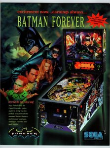 Batman Forever Pinball Flyer Original Game 8.5 x 11 Advertising Superhero