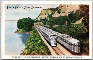 Vista Dome Twin Zephyrs Chicago And Saint Paul Minneapolis Minnesota MN Postcard