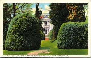 Ash Lawn Home President James Monroe Charlottesville VA Virgina Postcard PM WOB 