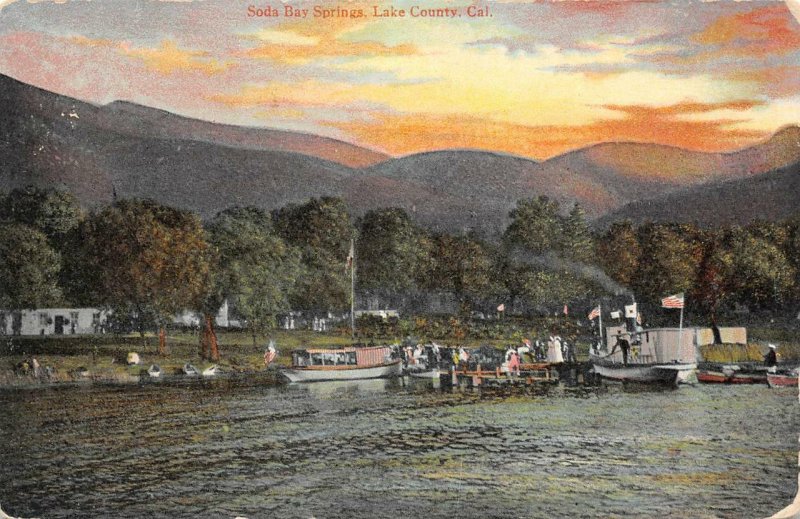 SODA BAY SPRINGS Lake County, California Clear Lake Vintage Postcard ca 1910s