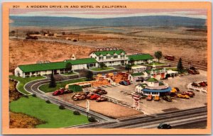 1948 Modern Drive-In Motel in California CA Patmars Panorama Posted Postcard