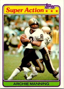 1981 Topps Football Card Archy Manning New Orleans Saints sk60456