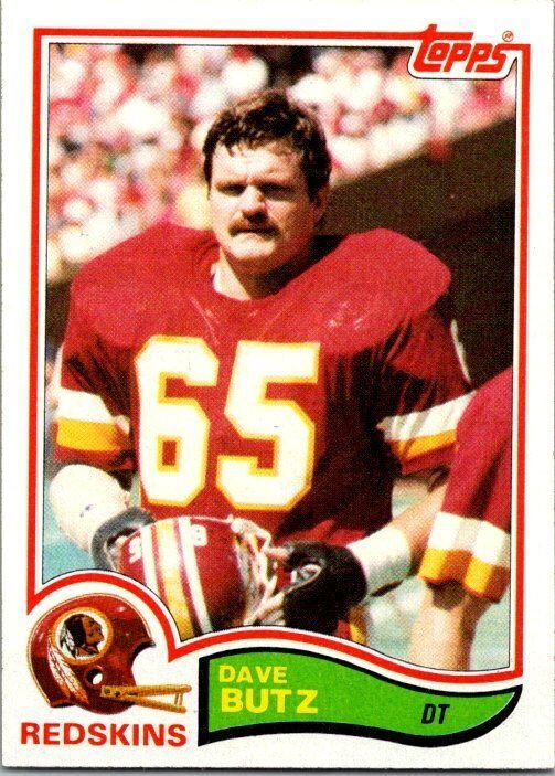 1982 Topps Football Card Dave Butz Washington Redskins sk8964