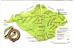 Map, The Isle of Wight, Central Railway,