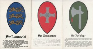 Lancelot, Constantine & Pertolepe knights coat of arms British heraldry lot of 3