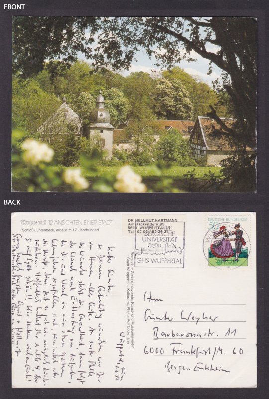 Postcard Wuppertal Schloss Luentenbeck castle view Germany