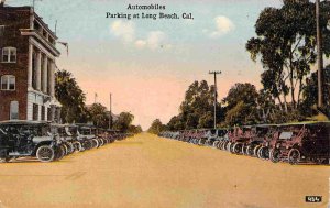 Automobiles Cars Street Scene Long Beach California 1910c postcard