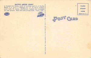 Smith's Motor Court Motel Myrtle Beach South Carolina linen postcard