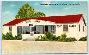 FORT MYERS, FL Florida ~ JONES COURT CABINS c1950s Roadside Motel Postcard