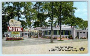 ATLANTA, Georgia GA ~ Roadside ATLANTA MOTEL & The Cactus Grill 1940s  Postcard 