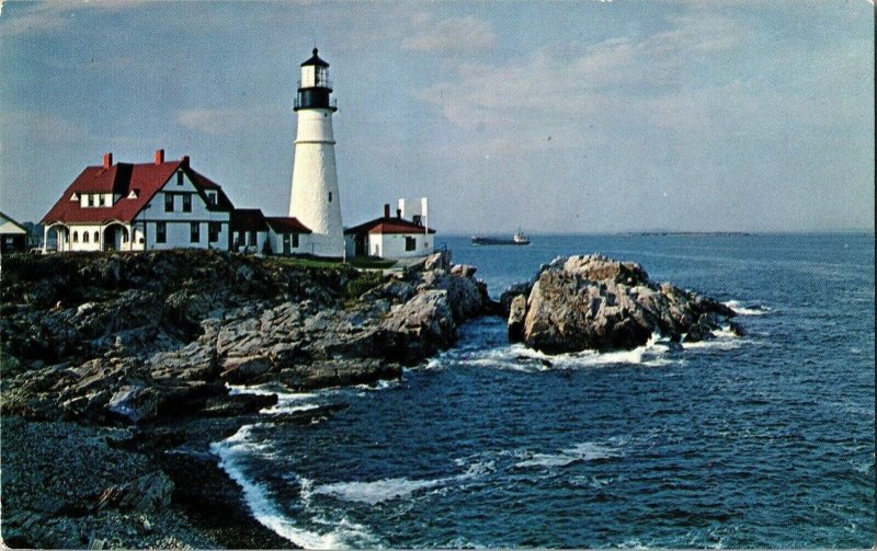 Portland Head Light Station Maine ME US Coast Guard Colonial Lighthouse Postcard 