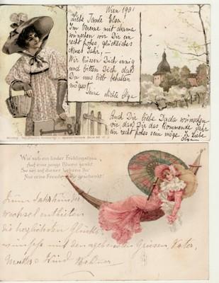 Art   Beautiful Women  (2) 1900 postcards