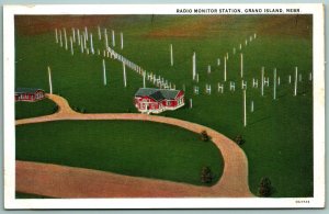 Radio Monitor Station Aerial Grand Island Nebraska NE UNP Unused WB Postcard J8