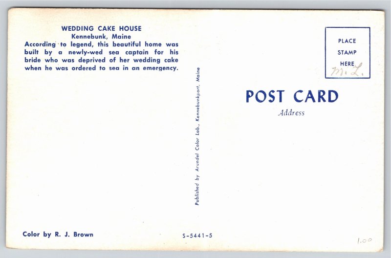 Kennebunk Maine~Wedding Cake House~Vintage Postcard