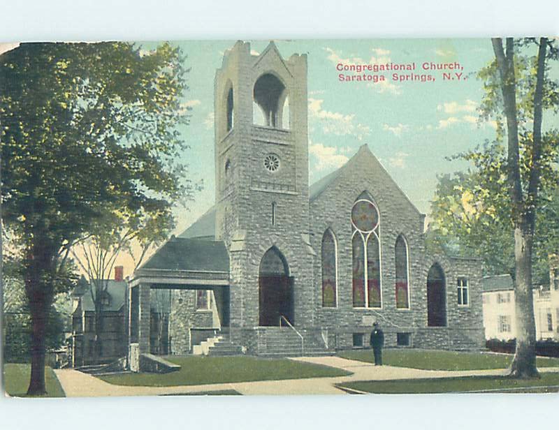 Divided-back CHURCH SCENE Saratoga Springs New York NY AD2138