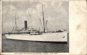 Intermediate Steamer Galeka Union Castle Line c1912 Vintage Postcard