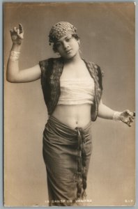 EGYPT YOUNG GIRL MODEL VINTAGE REAL PHOTO POSTCARD LA DANSE DU VENTRE RPPC