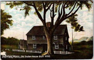 Postcard NATIVE INDIAN SCENE Deerfield Massachusetts MA AM7263
