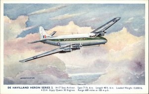 Bannister De Havilland Heron Series 2 Airplane Airliner Vintage Postcard