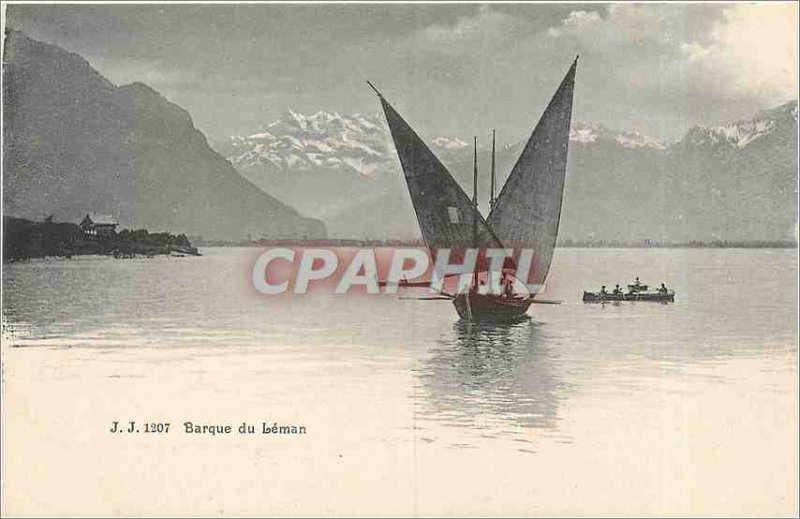 Old Postcard Barque du Leman boat