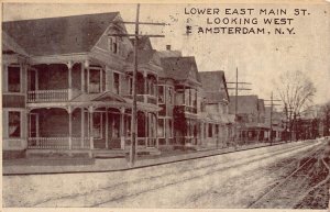 AMSTERDAM NY NEW YORK~LOWER EAST MAIN ST LOOKING WEST~1911 POSTCARD