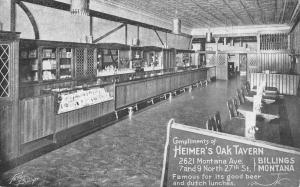 Billings Montana Heimers Oak Tavern Interior Antique Postcard K78134