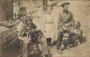 North Haverhill NH Men & Hound Dogs Child +++Photography c1910 RPPC Postcard