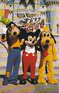 Florida Walt Disney World Goofy Mickey And Pluto Pose With One Of The Many Di...