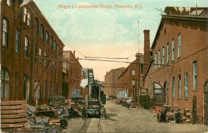 c1910 Postcard; Roget's Locomotive Shops, Paterson NJ, Railroad, Unposted Nice