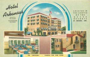 Hotel Arkansas multi View Rogers Press Publishing 1940s Postcard linen 20-129