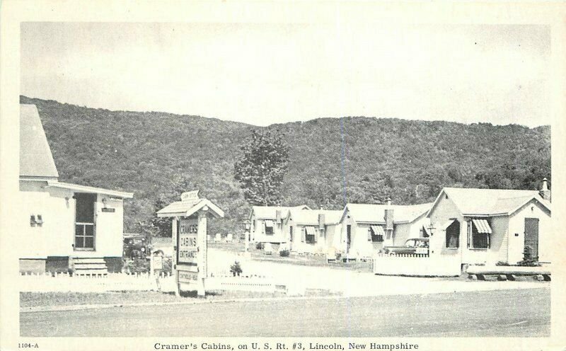 Autos Cramer's Cabins Roadside Lincoln New Hampshire Postcard 6874