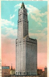 Vintage Postcard Woolworth Building Cathedral New York NY