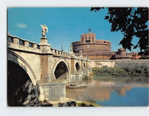 Postcard Bridge and Castle of St. Angel, Rome, Italy