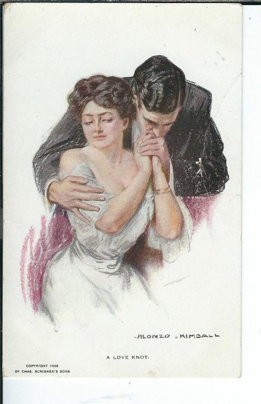 AY-021 - A Love Knot Artist Signed Alonzo Kimball 1907-1915 Golden Age Postcard 