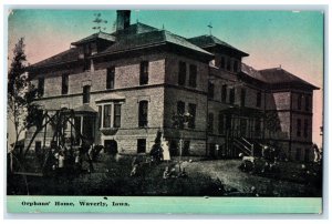 1912 Orphans Home Exterior Building Field Waverly Iowa Vintage Antique Postcard