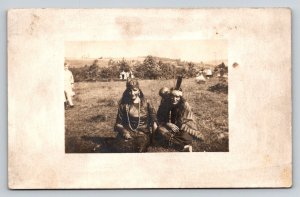 RPPC  Halloween Costume  Native American Indians  c1910   Postcard