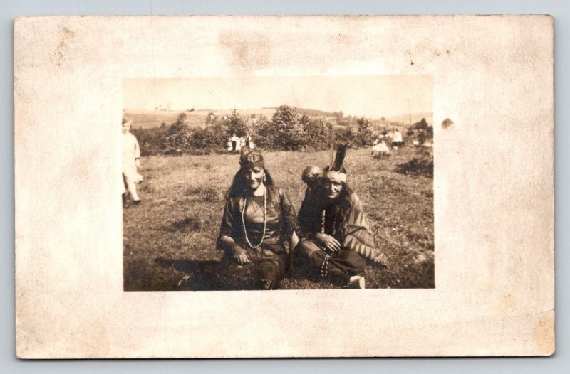 RPPC  Halloween Costume  Native American Indians  c1910   Postcard