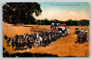 1910  Combined Header and Thresher  Wheat Field   Postcard