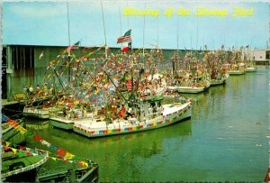 Blessing of the Shrimp Fleet Galveston TX Postcard unused 1970s