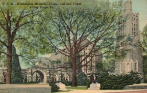 Vintage Postcard 1930's Washington Memorial Chapel & Bell Tower Valley Forge PA