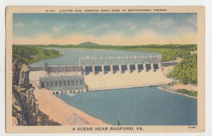 P3055,1946 postcard claytor dam scene near radford virginia va