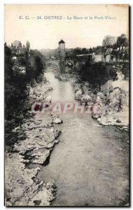 Old Postcard Orthez Gave And The Old Bridge