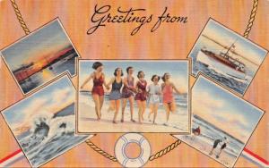 BEACH & NAUTICAL SCENES~LOT OF 3 POSTCARDS 1940s GREETINGS FROM FILL IN BLANK